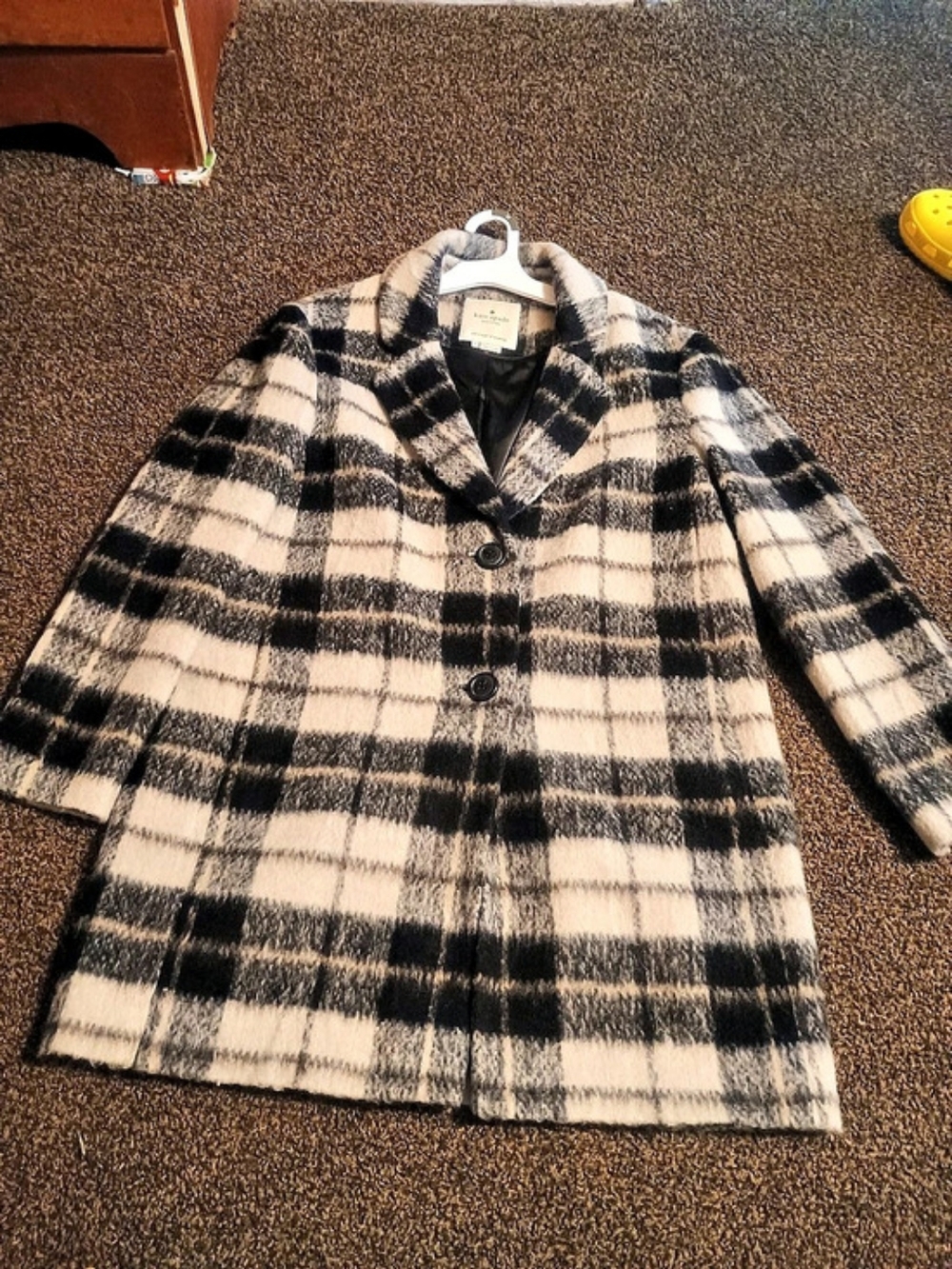 kate spade new york Woodland Check Plaid Coat Size 6 Like New-just Missing Bow
